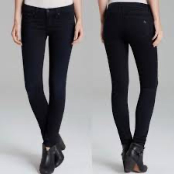 Rag & Bone Black Plush Skinny Mid-Rise Stretch Jeans Women’s Size 25 - Picture 2 of 8